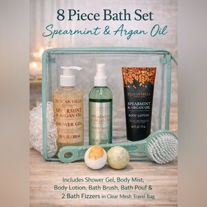 8 piece Spearmint & Argan Oil Bath Set -NWT
